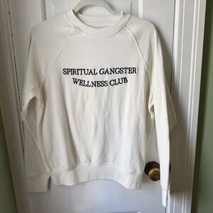 Spiritual Gangster Wellness Club  Sweatshirt with Motivational Embroidery Size S